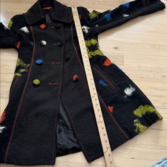 Vintage-Abstract Fuzzy Inlay Pieced Jacket Coat-Y2K-S - Picture 6 of 8